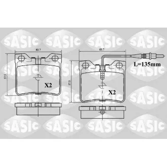 Jeu de 4 plaquettes de frein arrière SASIC OEM 0024204820
