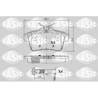 SASIC 6210064 - Jeu de 4 plaquettes de frein arrière