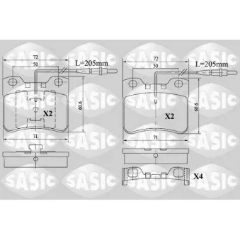 Jeu de 4 plaquettes de frein avant SASIC OEM 425321