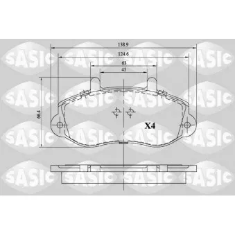 Jeu de 4 plaquettes de frein avant SASIC OEM 1605979