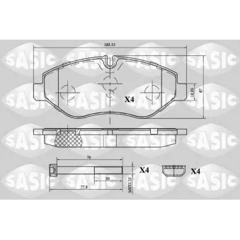 Jeu de 4 plaquettes de frein avant SASIC OEM 42555881