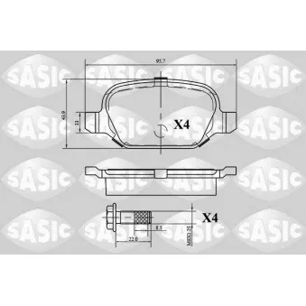 Jeu de 4 plaquettes de frein arrière SASIC OEM 9951222