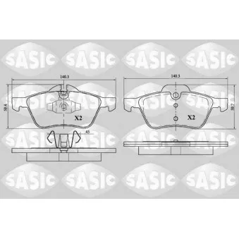 Jeu de 4 plaquettes de frein avant SASIC OEM 34116765446