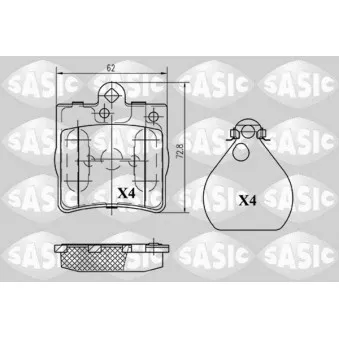 SASIC 6216048 - Jeu de 4 plaquettes de frein arrière