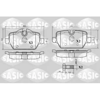 SASIC 6216064 - Jeu de 4 plaquettes de frein arrière