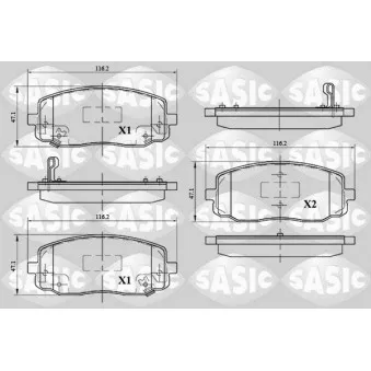 Jeu de 4 plaquettes de frein avant SASIC OEM 581010XA01