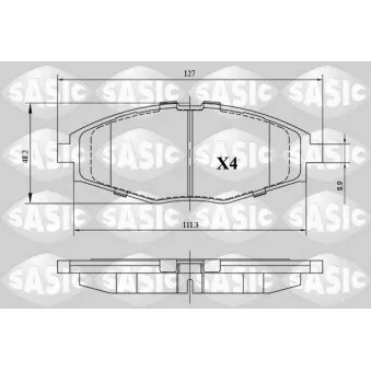 Jeu de 4 plaquettes de frein avant SASIC OEM 96281945