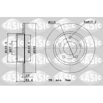 Jeu de 2 disques de frein arrière SASIC OEM 6384230112
