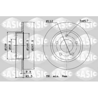 Jeu de 2 disques de frein arrière SASIC OEM 1001094