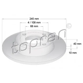 TOPRAN 107 089 - Jeu de 2 disques de frein arrière