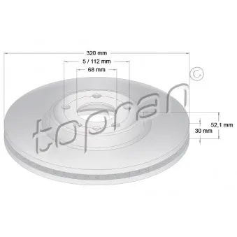 Disque de frein TOPRAN 115 520 pour AUDI Q5 2.0 TDI - 136cv