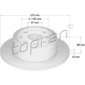 TOPRAN 200 950 - Jeu de 2 disques de frein arrière