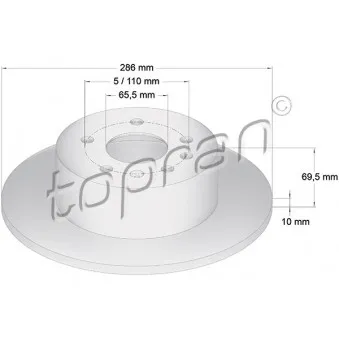 TOPRAN 200 951 - Jeu de 2 disques de frein arrière
