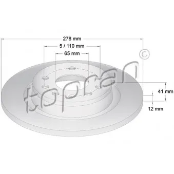 TOPRAN 206 506 - Jeu de 2 disques de frein arrière