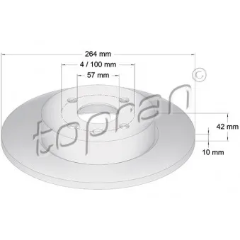 TOPRAN 206 860 - Jeu de 2 disques de frein arrière