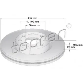 TOPRAN 207 602 - Jeu de 2 disques de frein avant