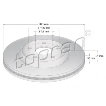 TOPRAN 208 004 - Jeu de 2 disques de frein avant