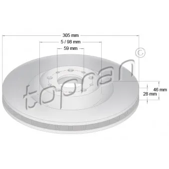 TOPRAN 208 282 - Jeu de 2 disques de frein avant