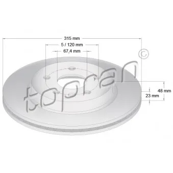 TOPRAN 208 306 - Jeu de 2 disques de frein arrière