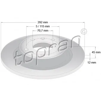 TOPRAN 208 310 - Jeu de 2 disques de frein arrière