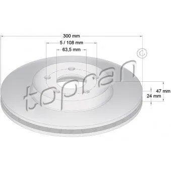 TOPRAN 301 956 - Jeu de 2 disques de frein avant