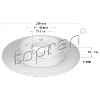 TOPRAN 302 333 - Jeu de 2 disques de frein arrière