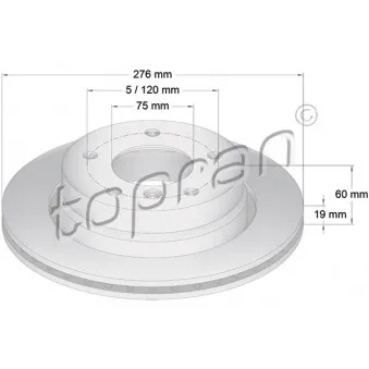 TOPRAN 500 577 - Jeu de 2 disques de frein arrière