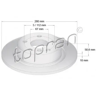 TOPRAN 503 073 - Jeu de 2 disques de frein arrière