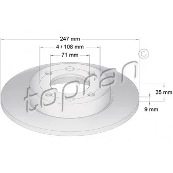 TOPRAN 721 182 - Jeu de 2 disques de frein arrière