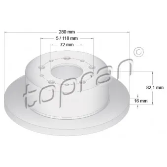 TOPRAN 721 183 - Jeu de 2 disques de frein arrière