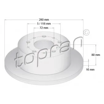 TOPRAN 722 596 - Jeu de 2 disques de frein arrière