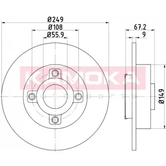 Jeu de 2 disques de frein arrière KAMOKA OEM 4246Z9