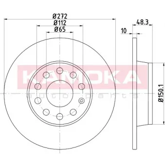 Jeu de 2 disques de frein arrière KAMOKA OEM 5Q0615601D