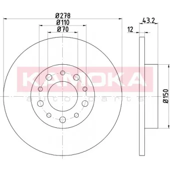Jeu de 2 disques de frein arrière KAMOKA OEM 51963547