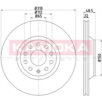Jeu de 2 disques de frein arrière KAMOKA OEM JZW698601AQ