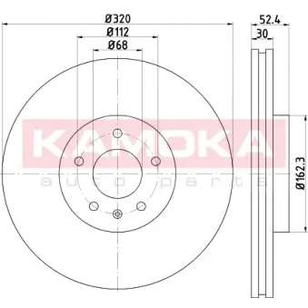 Jeu de 2 disques de frein avant KAMOKA OEM 8R0615301C