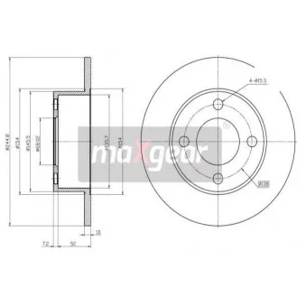 Jeu de 2 disques de frein arrière MAXGEAR OEM 443615601