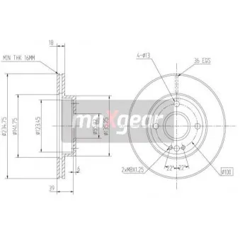 Jeu de 2 disques de frein avant MAXGEAR OEM NA013325X