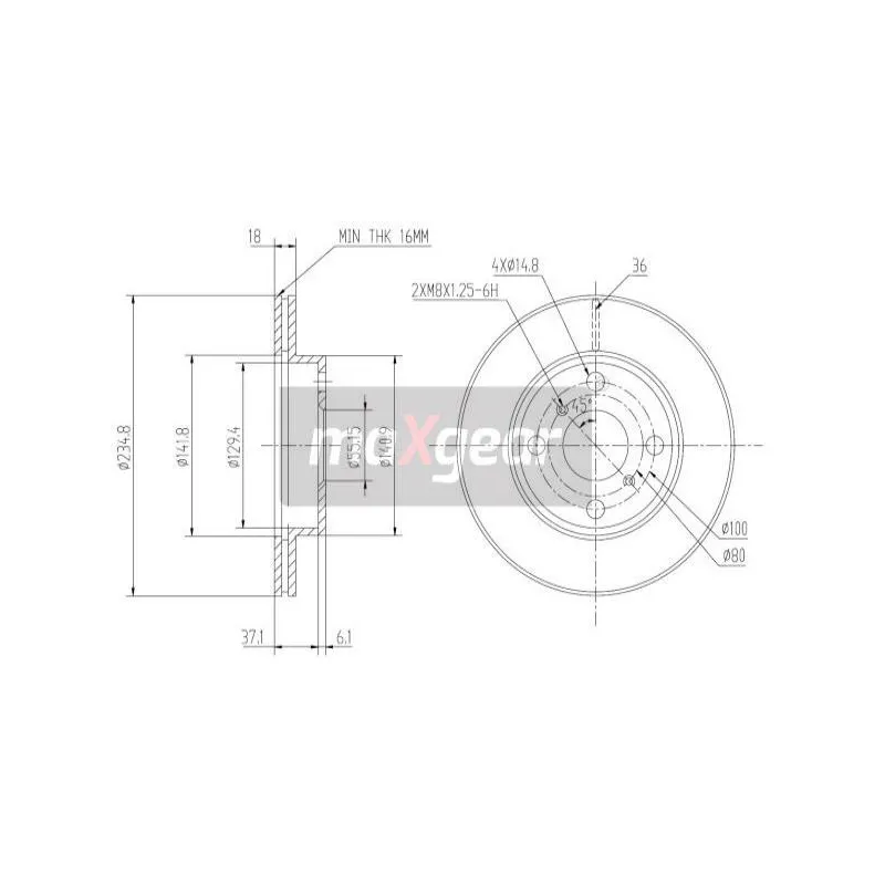 Jeu de 2 disques de frein avant MAXGEAR 19-0751MAX - Visuel 1