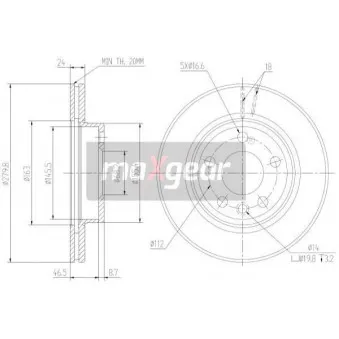 Jeu de 2 disques de frein avant MAXGEAR OEM 7D0615301A