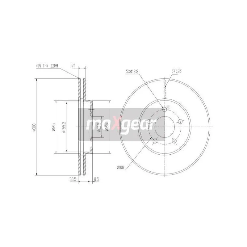 Jeu de 2 disques de frein avant MAXGEAR 19-0811MAX - Visuel 1