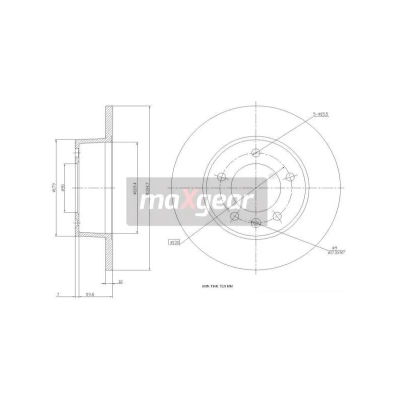 Jeu de 2 disques de frein arrière MAXGEAR 19-0815MAX - Visuel 1