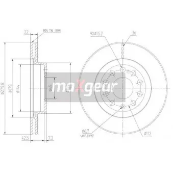 Jeu de 2 disques de frein arrière MAXGEAR OEM L1KD615301C