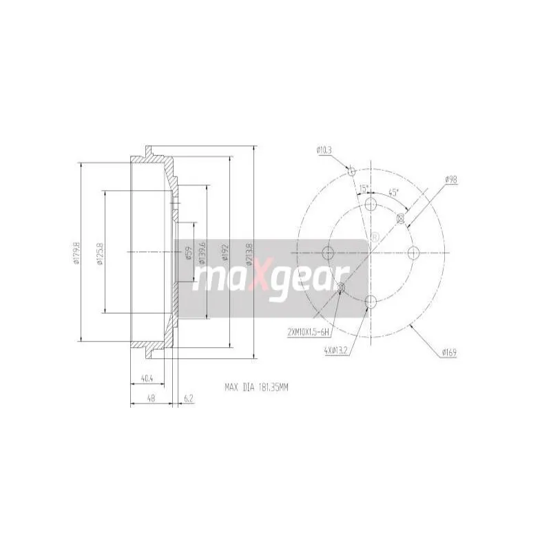 Tambour de frein MAXGEAR 19-0831 - Visuel 1