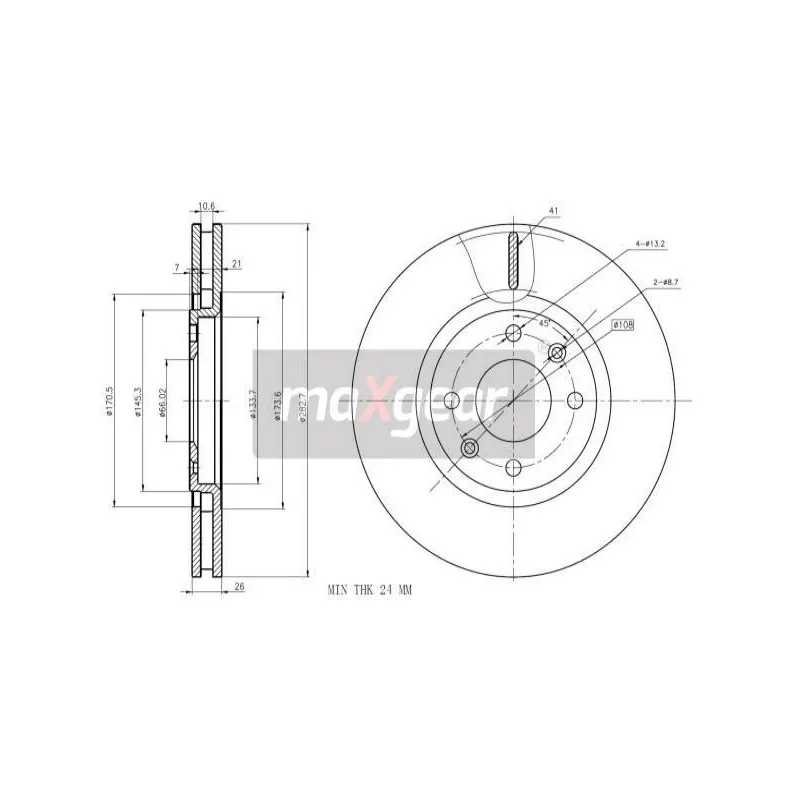 Jeu de 2 disques de frein arrière MAXGEAR 19-0842MAX - Visuel 1