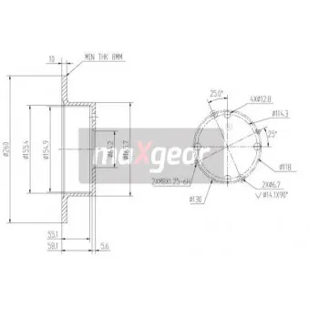 Jeu de 2 disques de frein arrière MAXGEAR OEM 42510SL5950
