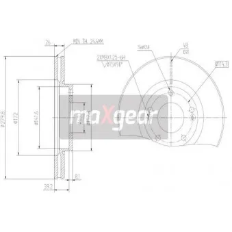 Jeu de 2 disques de frein avant MAXGEAR OEM 517121F300