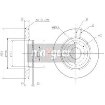 Jeu de 2 disques de frein avant MAXGEAR OEM 1061001091