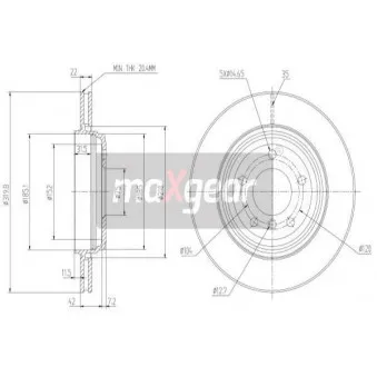 Jeu de 2 disques de frein arrière MAXGEAR OEM 34201166073