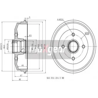 Tambour de frein MAXGEAR OEM 91AB1113AC